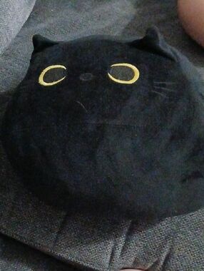 Black Plush Cat Plush with Yellow Eyes - Brand Unknown